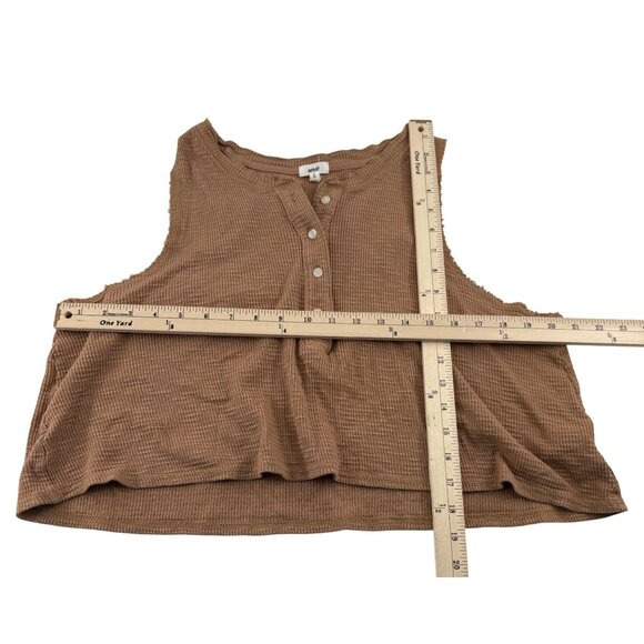 Aerie Women's XL Sleeveless Cropped Henley Tank Top Waffle knit Taupe Brown - Picture 4 of 6